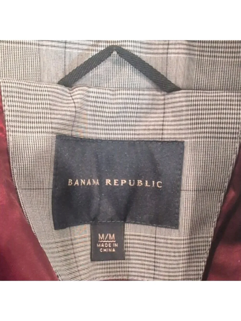 Banana Republic Grey Plaid Trench / Rain  Coat